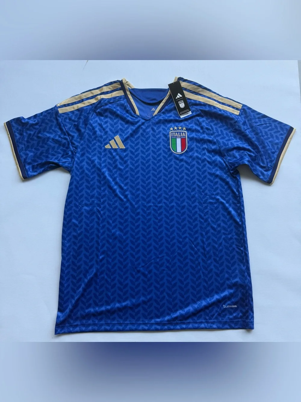 adidas Italia Blue Soccer Jersey with Gold Accents 2026 size L